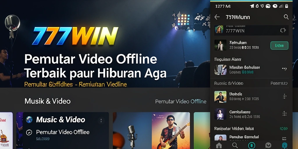 Tampilan antarmuka aplikasi Pemutar Video Offline 777WIN yang sederhana dan elegan.
