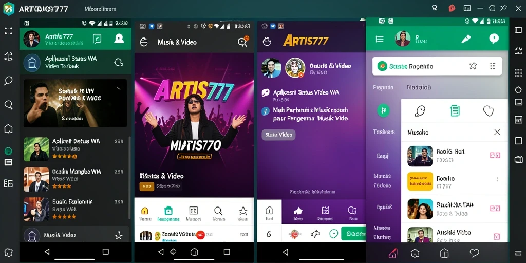 Antarmuka menarik dari ARTIS777 untuk video Status WA.