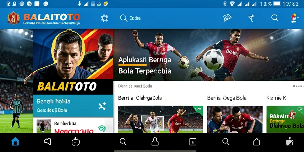 Antarmuka aplikasi BALAITOTO dengan informasi olahraga bola yang lengkap.