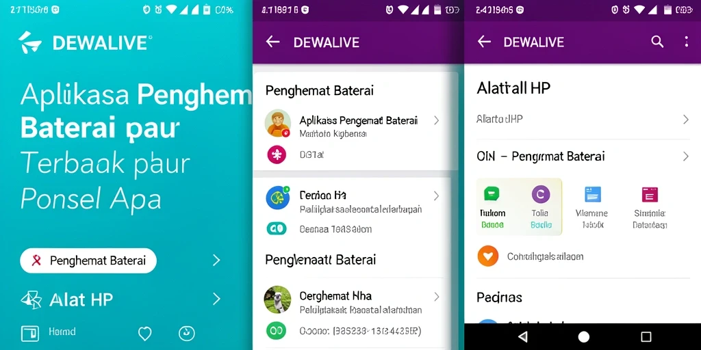 Antarmuka pengguna DEWALIVE menunjukkan fitur penghemat baterai yang intuitif.