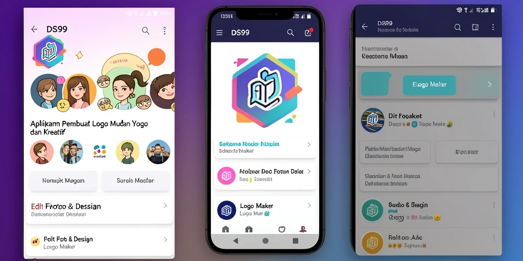 Tampilan antarmuka DS99 bagi pengguna yang membuat logo kreatif.