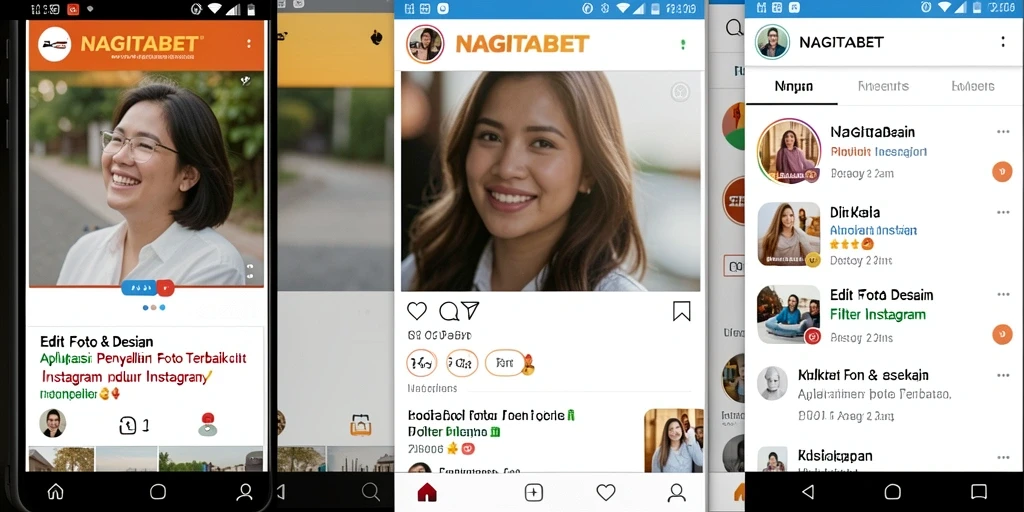 Tampilan antarmuka NAGITABET dengan pilihan filter Instagram yang beragam.