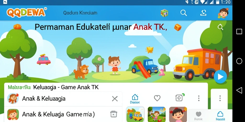 Tampilan antarmuka permainan edukatif anak yang interaktif.